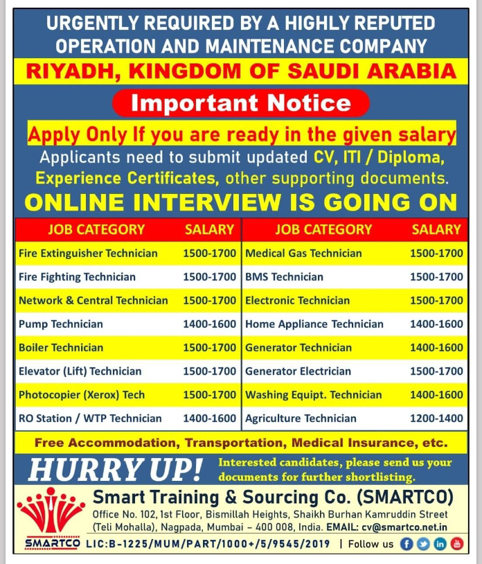 WALK IN INTERVIEW AT MUMBAI FOR SAUDI ARABIA