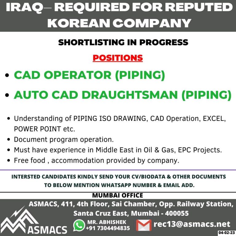 WALK IN INTERVIEW AT MUMBAI FOR IRAQ