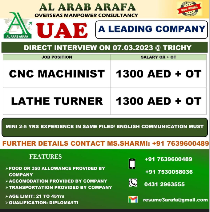 WALK IN INTERVIEW IN TRICHY FOR UAE
