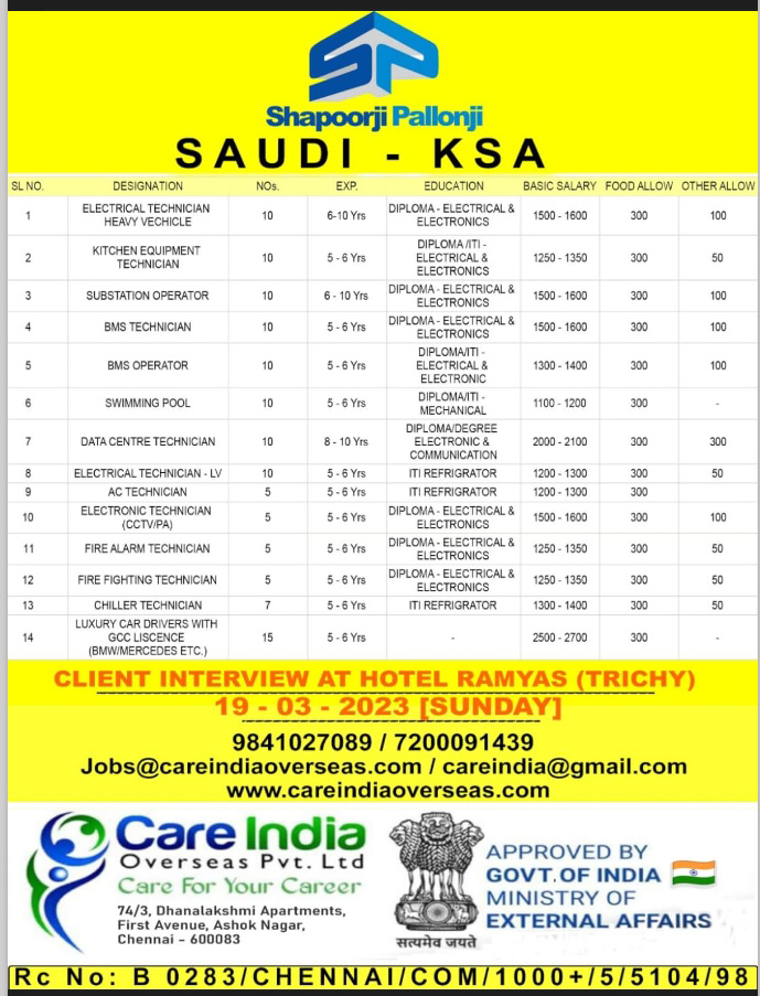 WALK IN INTERVIEW FOR SAUDI