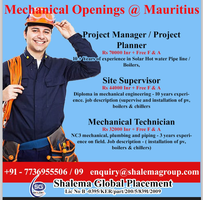 WALK IN INTERVIEW FOR  MAURITIUS