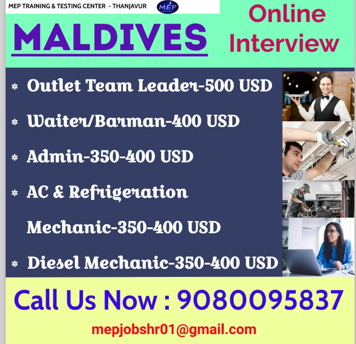 WALK IN INTERVIEW FOR MALDIVES