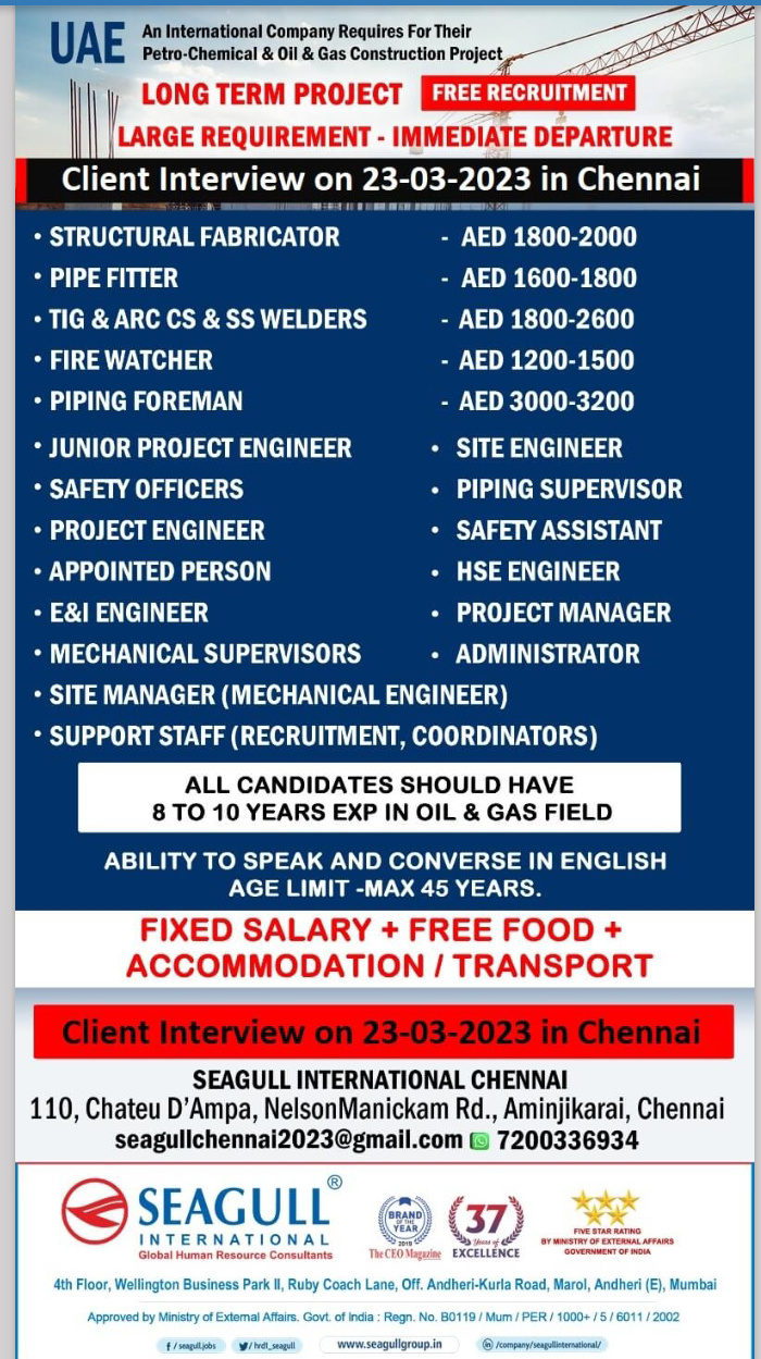 WALK IN INTERVIEW FOR UAE