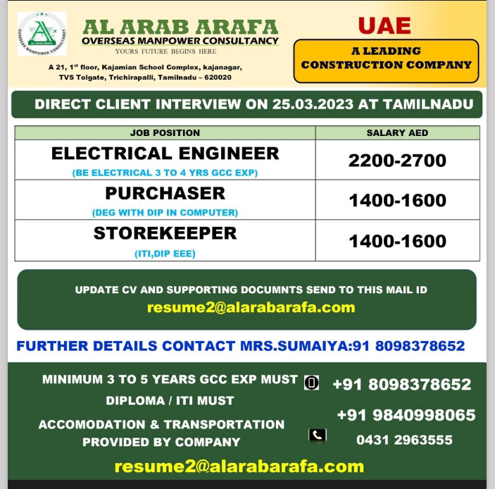 WALK IN INTERVIEW FOR UAE